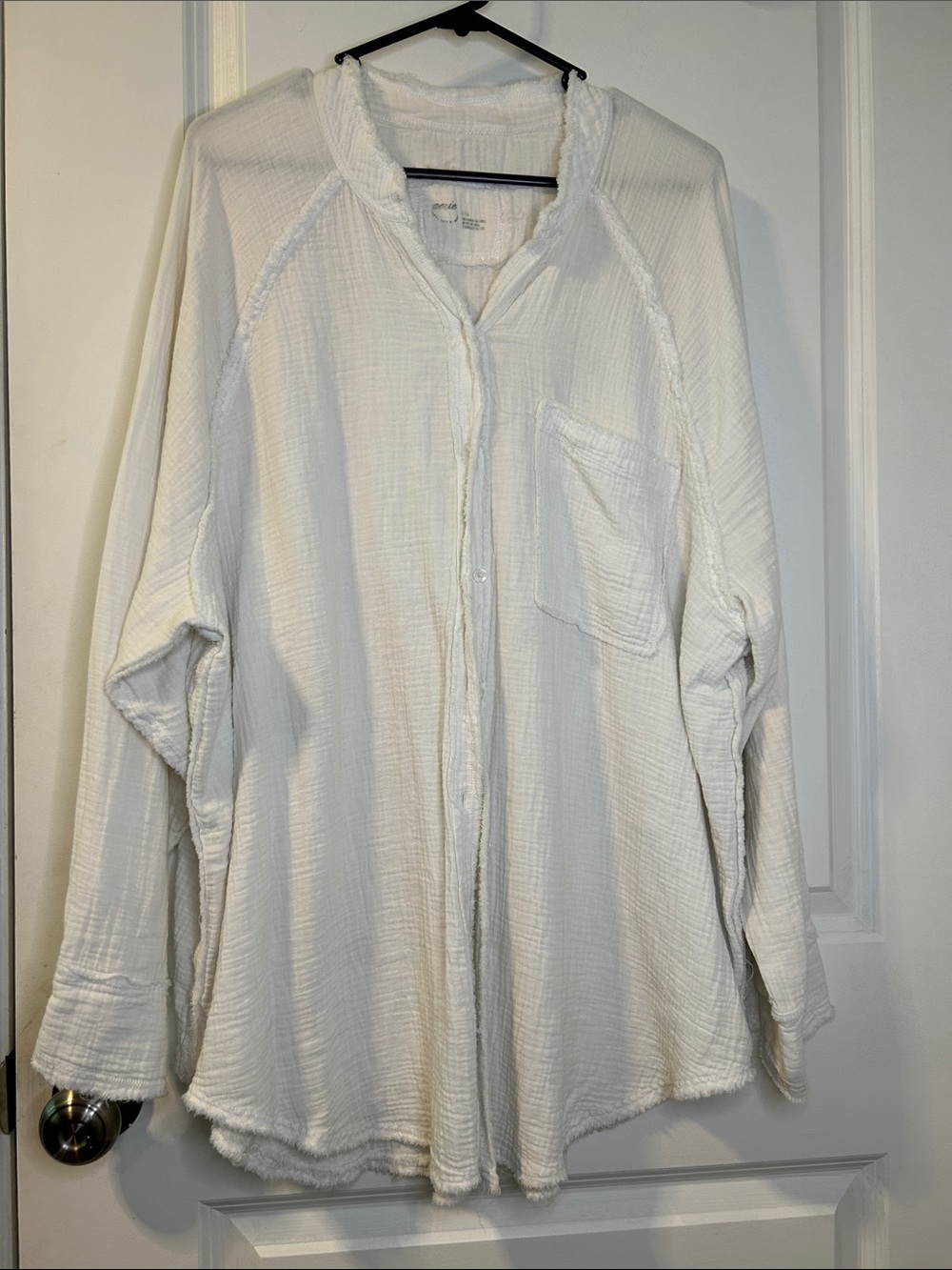 aerie Ivory Textured Button-Down Shirt